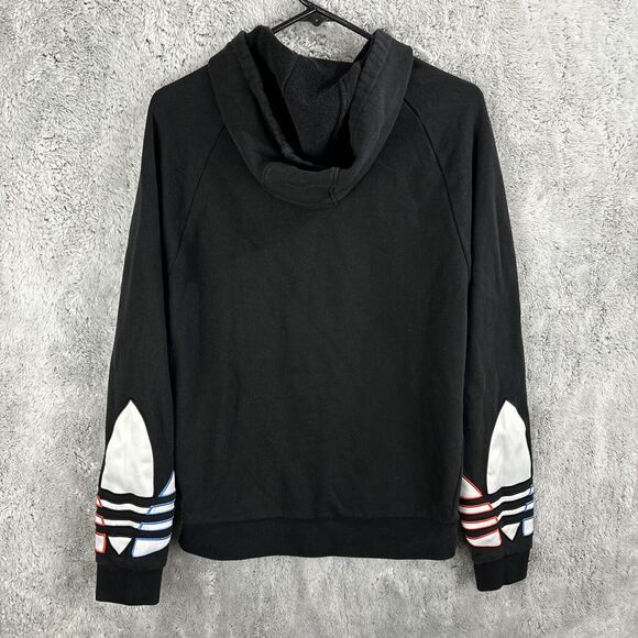 Mens Adidas Embroidered Tricolor Trefoil Hoodie Black Size Small - Picture 6 of 7
